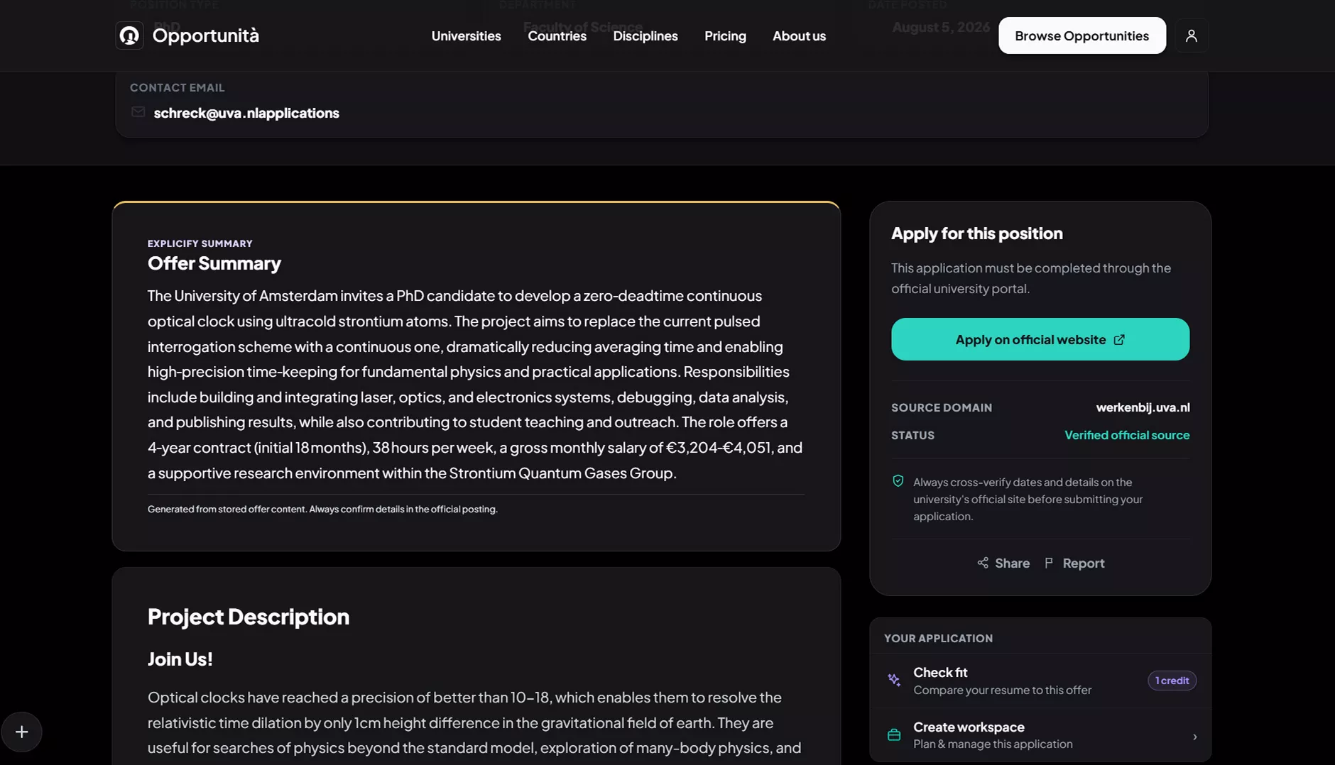 Plain-language offer summary and apply panel