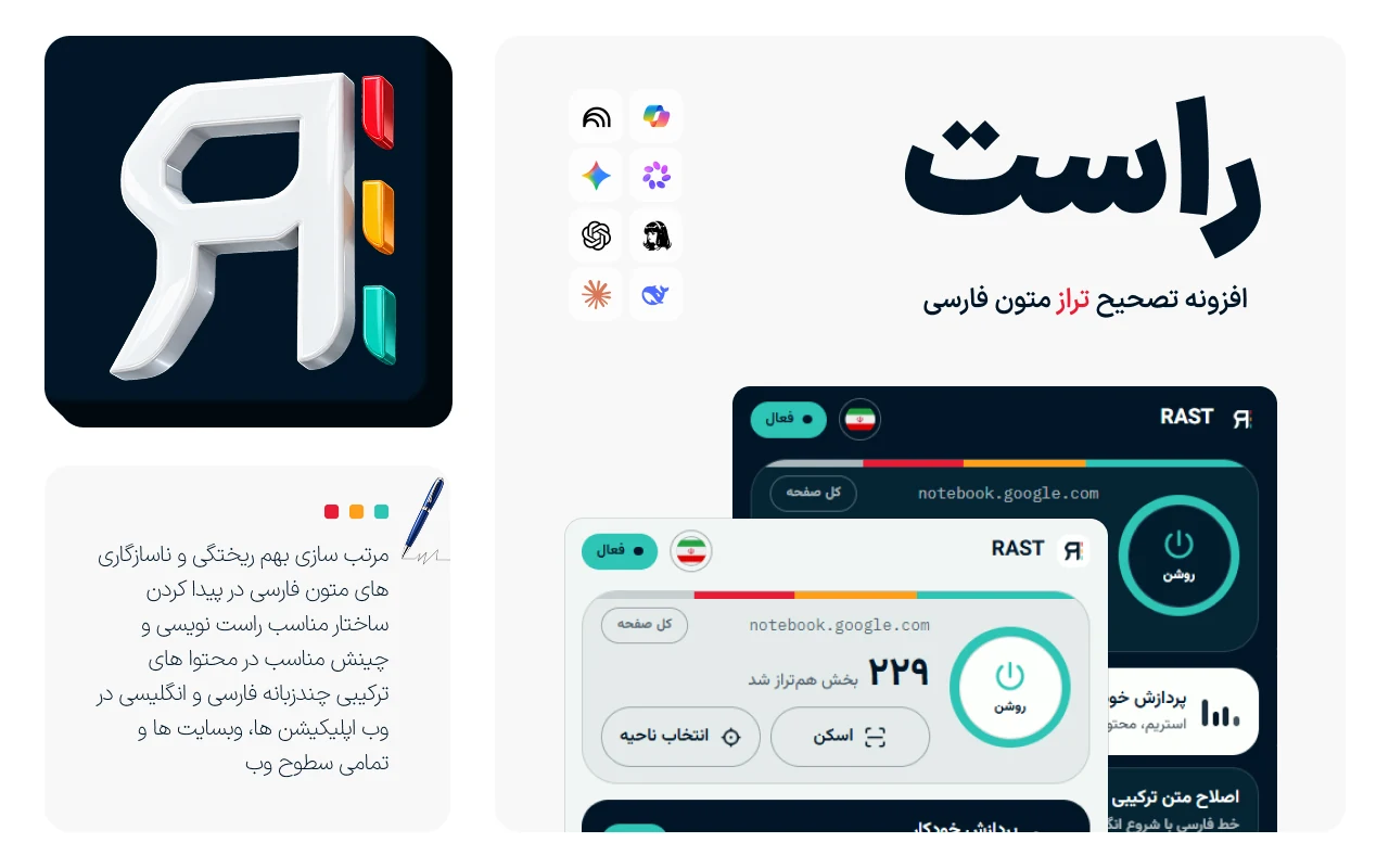 RAST popup: scan, region selection and per-site state
